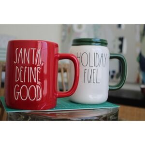 Rae Dunn Christmas Mugs Santa Define Good Holiday Fuel Red White Green